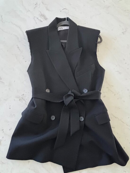 Zara Jackets & Blazers - Zara Black Sleeveless Double Breasted Blazer/Vest - Size M/L